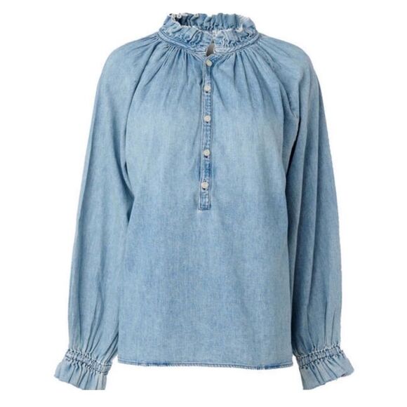 Citizens of Humanity Iris Denim Long Sleeves Blouse - Picture 1 of 11